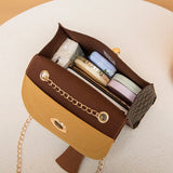 Women Bag Print Leather Round Lock Small Square Cross Body Bag