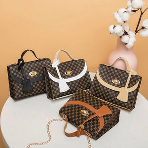 Women Bag Print Leather Round Lock Small Square Cross Body Bag