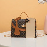 Women Bag Print Leather Round Lock Small Square Cross Body Bag