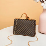 Women Bag Print Leather Round Lock Small Square Cross Body Bag