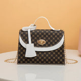 Women Bag Print Leather Round Lock Small Square Cross Body Bag
