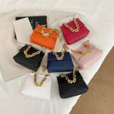 Western Style Small Bag with Golden Chain Shoulder