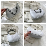 Nylon Armpit Shoulder Purse Canvas Small Shoulder Bag Chains Clutch