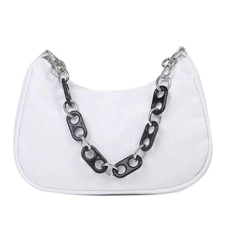Nylon Armpit Shoulder Purse Canvas Small Shoulder Bag Chains Clutch