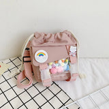 Nylon Cloth Bucket Bag Girls Shoulder Messenger Crossbody Mobile Phone Bag