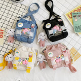 Nylon Cloth Bucket Bag Girls Shoulder Messenger Crossbody Mobile Phone Bag