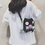 Nylon Cloth Bucket Bag Girls Shoulder Messenger Crossbody Mobile Phone Bag