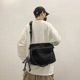 Nylon Square Casual Shoulder Bag Handbag Crossbody Unisex Dark Style