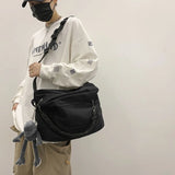 Nylon Square Casual Shoulder Bag Handbag Crossbody Unisex Dark Style