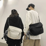 Nylon Square Casual Shoulder Bag Handbag Crossbody Unisex Dark Style