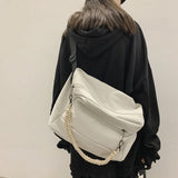 Nylon Square Casual Shoulder Bag Handbag Crossbody Unisex Dark Style