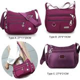 Waterproof Nylon Messenger Bag for Women Crossbody Shoulder Travel Handbags