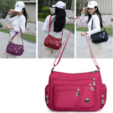 Waterproof Nylon Messenger Bag for Women Crossbody Shoulder Travel Handbags