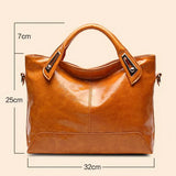 Women Bag Oil Wax Leather Handbags High Shoulder Bags Retro Ladies Handbags