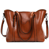 Oil Wax Leather Women's Handbag with Purse Pocket