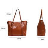 Oil Wax Leather Women's Handbag with Purse Pocket