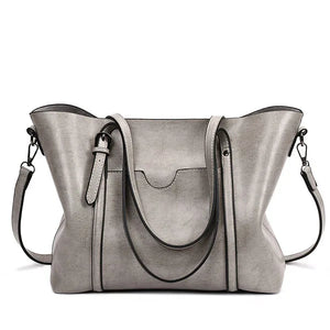 Oil Wax Leather Women's Handbag with Purse Pocket