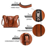 Women's Leather Handbag with Multiple Pockets