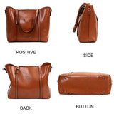 Oil Wax Leather Women's Handbag with Purse Pocket