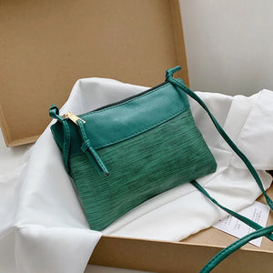 Women Shoulder Bag PU Patchwork Vintage Soft Crossbody Girls Bag