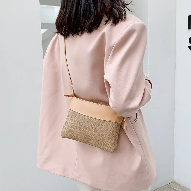 Women Shoulder Bag PU Patchwork Vintage Soft Crossbody Girls Bag