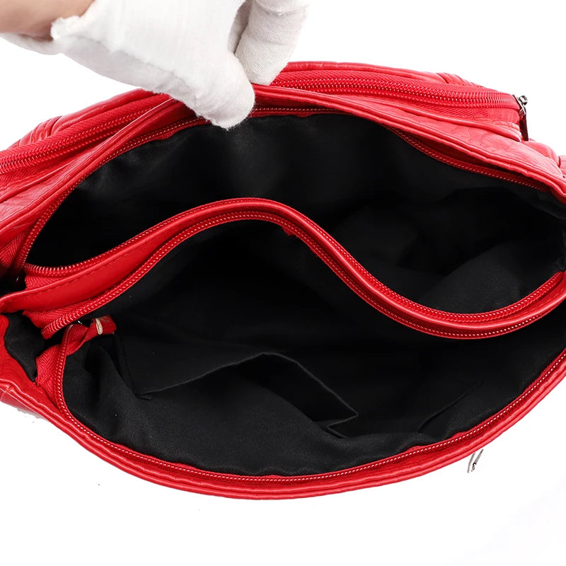 Vintage PU Leather Shoulder Bag for Women Solid Purse