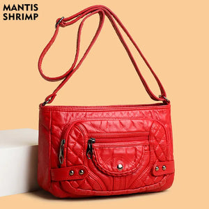 Vintage PU Leather Shoulder Bag for Women Solid Purse