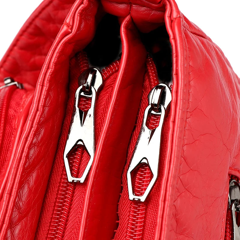 Vintage PU Leather Shoulder Bag for Women Solid Purse
