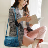 Vintage PU Leather Shoulder Bag for Women Solid Purse