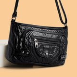 Vintage PU Leather Shoulder Bag for Women Solid Purse