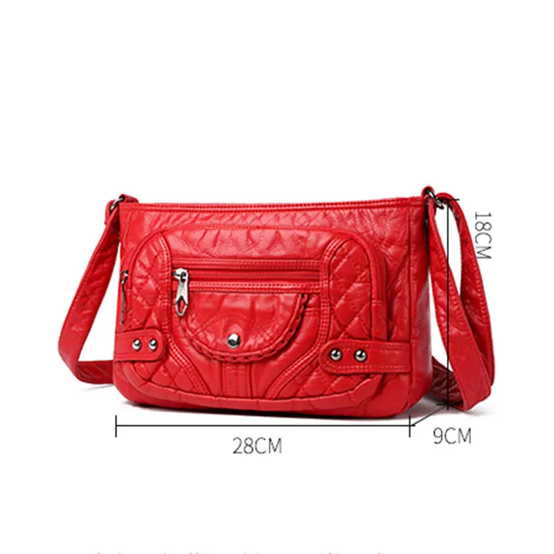 Vintage PU Leather Shoulder Bag for Women Solid Purse