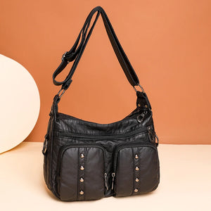 Large Capacity Shoulder Bag for Middle-aged Women with Multiple Pockets