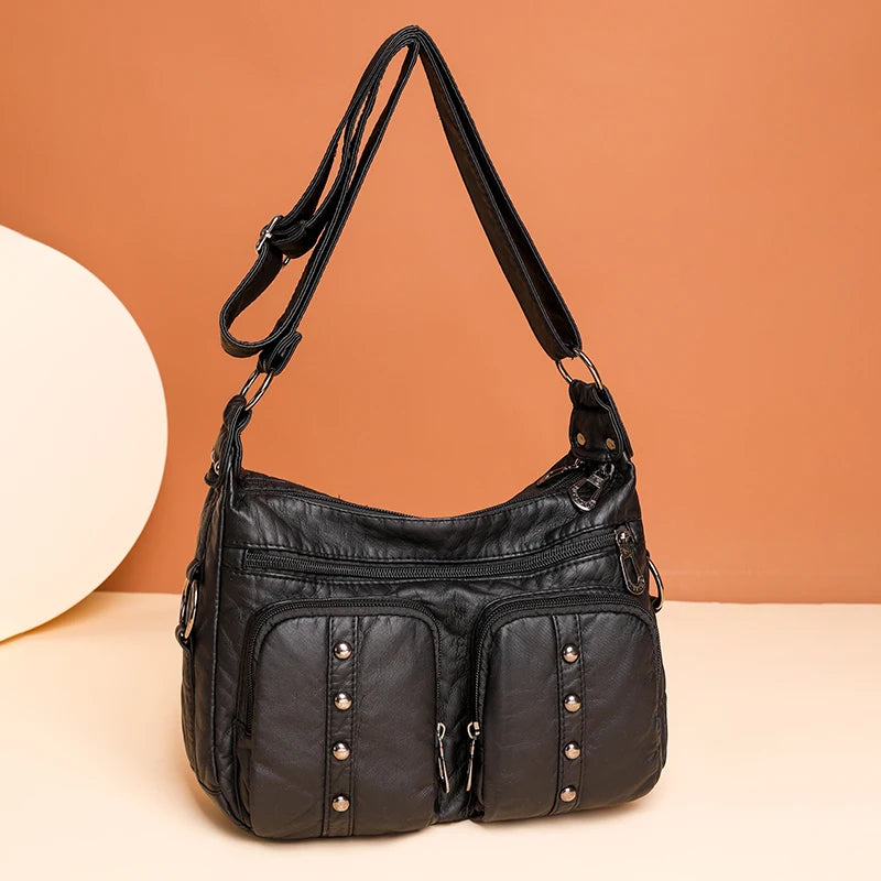 Large Capacity Shoulder Bag for Middle-aged Women with Multiple Pockets