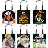 African Nurse Folding Shopping Bag Large Capacity Shoulder Handbag