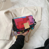 Rainbow Small Square Bag Shoulder Chain Messenger Bag Handbags Crossbody Bag Clu