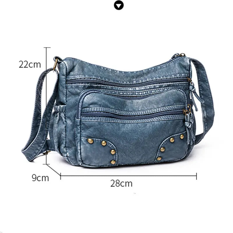 Retro PU Leather Handbag Vintage Shoulder Messenger Crossbody Bag