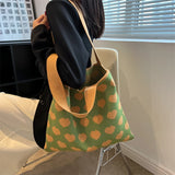 Women Knitted Shoulder Bag Large Capacity Tote Sweet Handbag