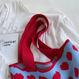 Women Knitted Shoulder Bag Large Capacity Tote Sweet Handbag