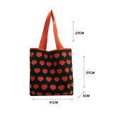 Women Knitted Shoulder Bag Large Capacity Tote Sweet Handbag