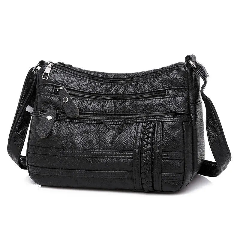 Women Bag Soft PU Leather Shoulder Bag Multi-layer Crossbody Handbag