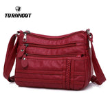 Women Bag Soft PU Leather Shoulder Bag Multi-layer Crossbody Handbag