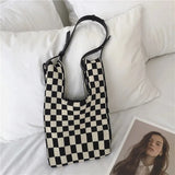 Square Tote Bag Striped Shoulder Handbag Small Fresh Girls Bag Japan Style
