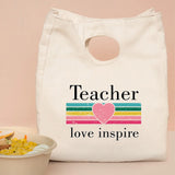 Canvas Thermal Lunch Bag Tote Organizer for Office Picnics, Teacher Gift