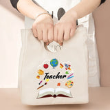 Canvas Thermal Lunch Bag Tote Organizer for Office Picnics, Teacher Gift