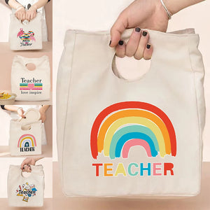 Canvas Thermal Lunch Bag Tote Organizer for Office Picnics, Teacher Gift