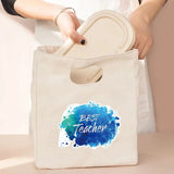 Canvas Thermal Lunch Bag Tote Organizer for Office Picnics, Teacher Gift
