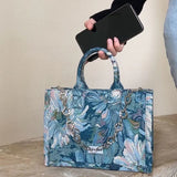 Canvas Chains Zipper Shoulder Bag Vintage Floral Crossbody