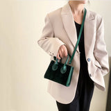Vintage Green Small Handbag Square Clutch Messenger Bag