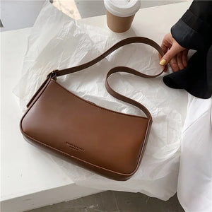 Vintage Leather Armpit Shoulder Pouch Solid Shoulder Bags for Women