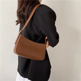 Vintage Leather Armpit Shoulder Pouch Solid Shoulder Bags for Women